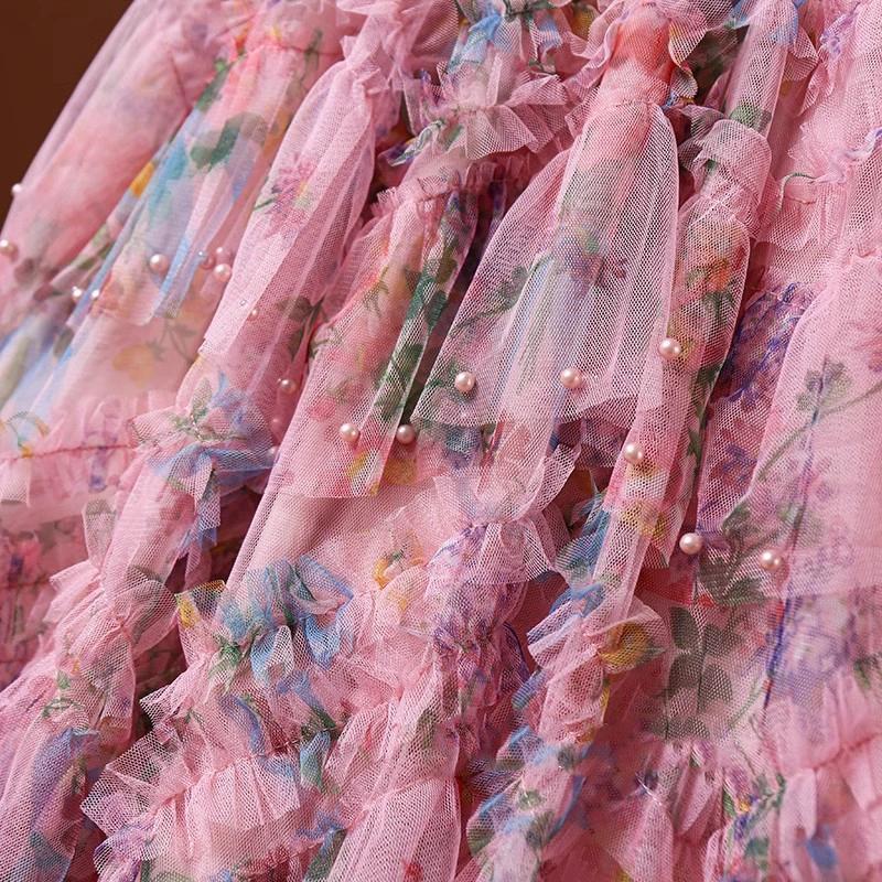 Dimanaf Jupes élégantes en mousseline de soie, taille élastique, plissée, maille, été 2025