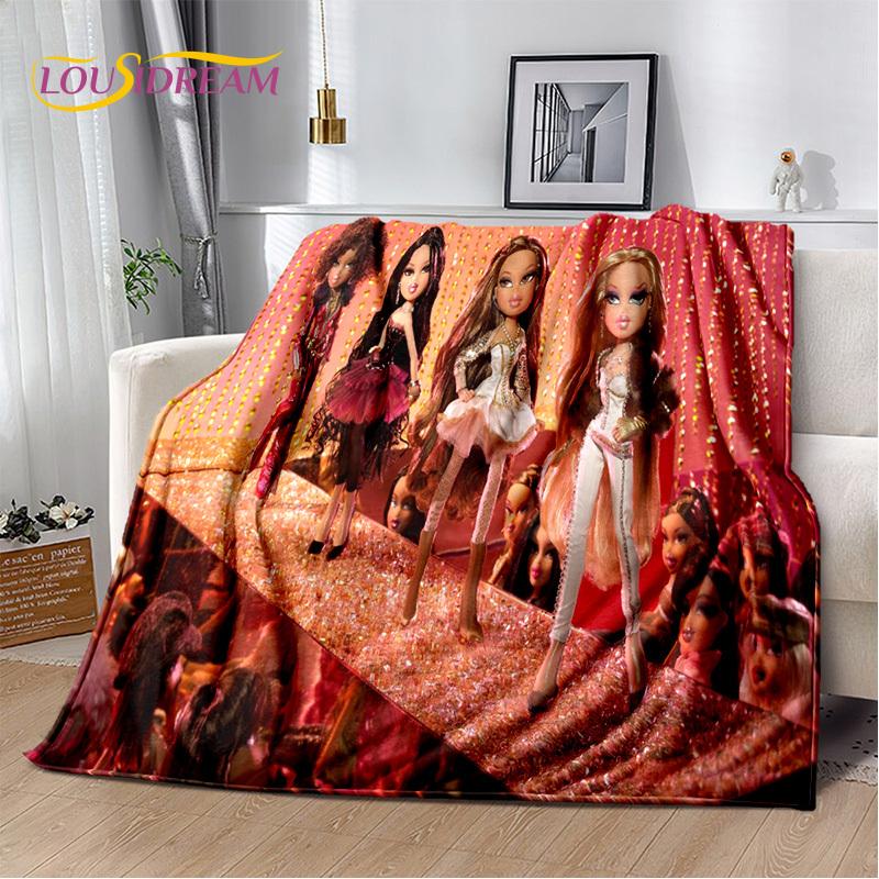 Cartoon Bratz Doll Girls 3D Printed Soft Blankets,Keep Warm Throw Blanket Comfortable Blanket for Picnic Beds Sofa Home Bedroom