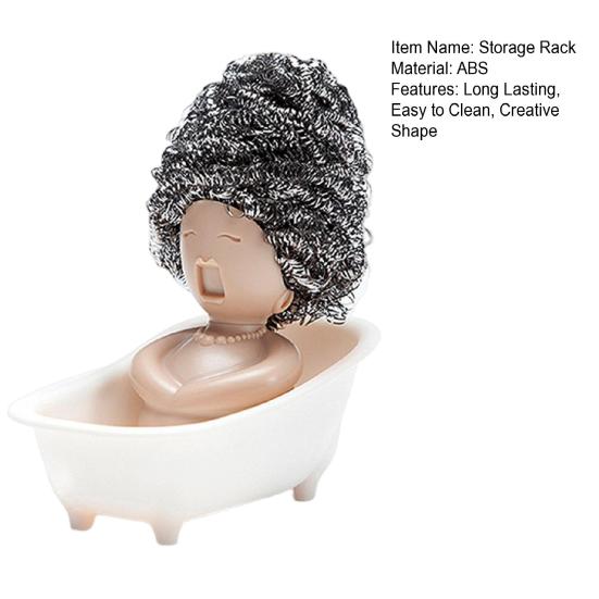 Bathtub Shaped Cleaning Ball Rack Dishwasher Safe Cute Dish Scrubber Holder Sink Organizer Kitchen Decoration