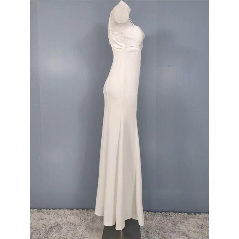Export Single Lu's Sling Square Collar Smooth Fabric Elegance Beautiful Chest Wrap Temperament Banquet Socialite Adult Lady like Woman Dress