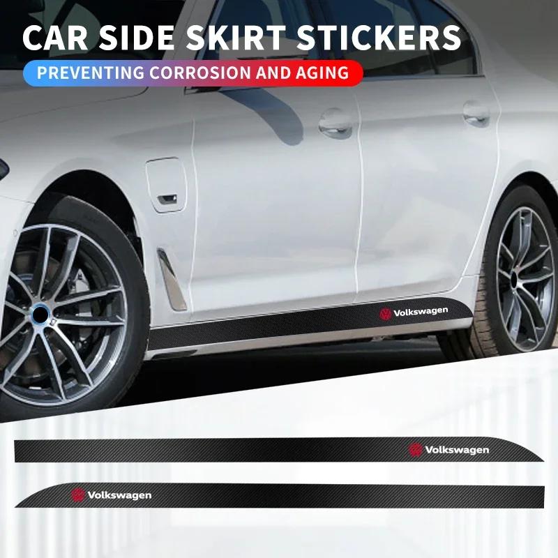 2pcs New Car Door Side Skirt Car Body Decal Carbon Fiber Stickers For Volkswagen VW GTI Rline R Golf Amarok Phaeton Teramont ID3