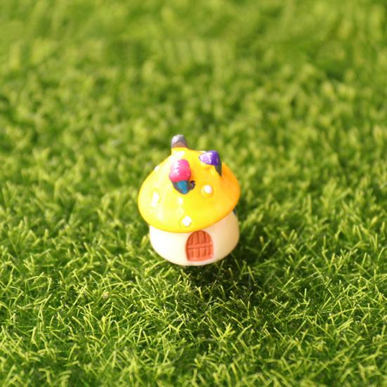Mini houbový dům Figurka Miniaturní doplňky pro pohádkovou zahradu Malá pryskyřičná chaloupka Soška pro DIY Terárium Mechový krajinný květináč Bonsaj Dekorace