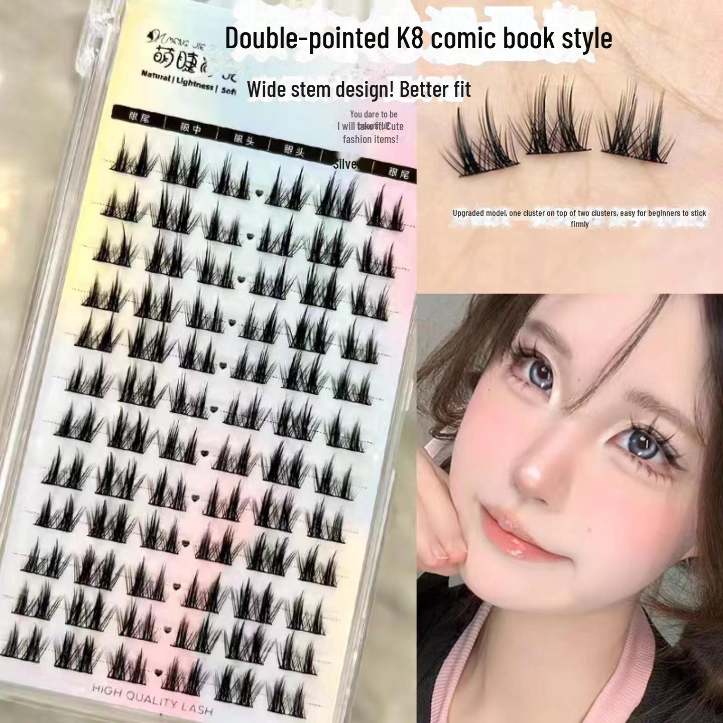 

Натуральные накладные ресницы Mengji Shangpin — 10 рядов объемных одинарных ресниц в дьявольском стиле для создания образа Барби из комиксов.