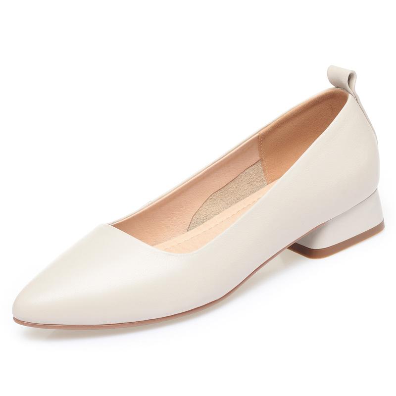 

Women s Leather Shoes, Spring and Autumn, Flat, Genuine Leather, Soft Sole, Low-cut, Work Shoes, Casual Slip-on Shoes 41 брудно-білий