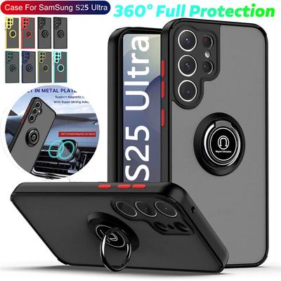 Magnetické pouzdro pro Samsung Galaxy S25 S24 S23 S21 S20 Ultra FE s držákem prstenu Funda pro Samsung S24 S22 Note 10 Plus 20 Ultra kryt