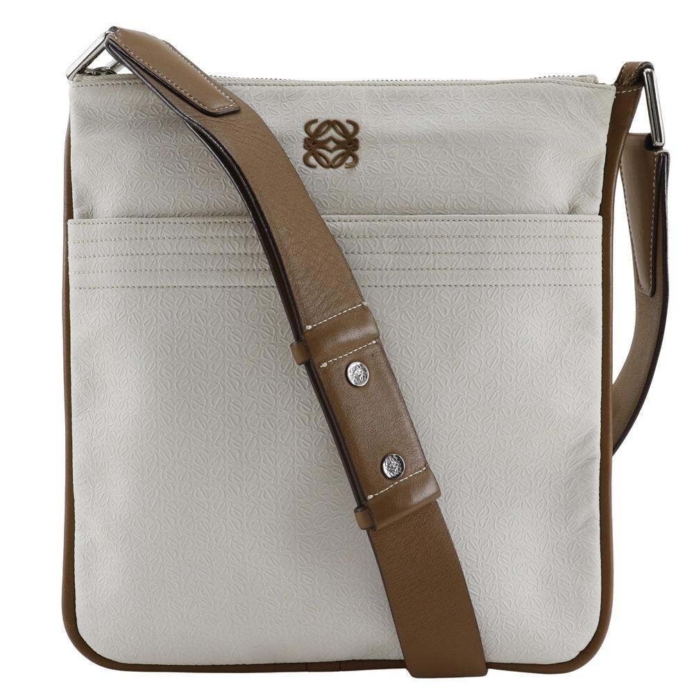 LOEWE anagram Shoulder Bag White PVC/leather unisex Used
