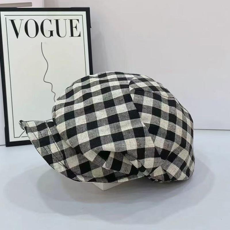 New linen plaid series high-quality trendy summer classic versatile casual shopping visor