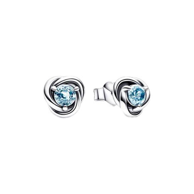 Panjia Pandora S925 Sterling Silver Earrings Geometric Shape Eternal Round Jewelry
