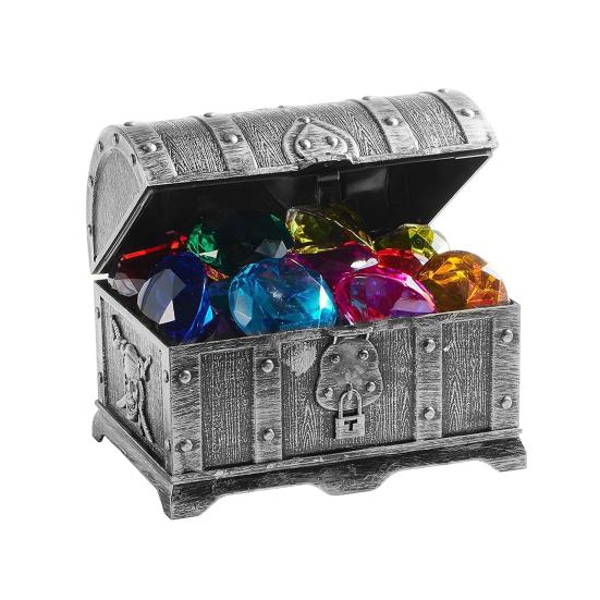 Diving Gems Pool Toys Diving Treasure Set Pirate Chest with 12 Gemstones Pool Training Toys for Kids Floating Sinking Swim Game