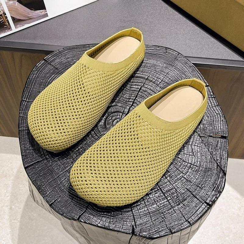 Fashion French Thick-soled Woven Hollow Breathable Closed-toe Soft-soled Slippers for Women New Summer Foot-slippers