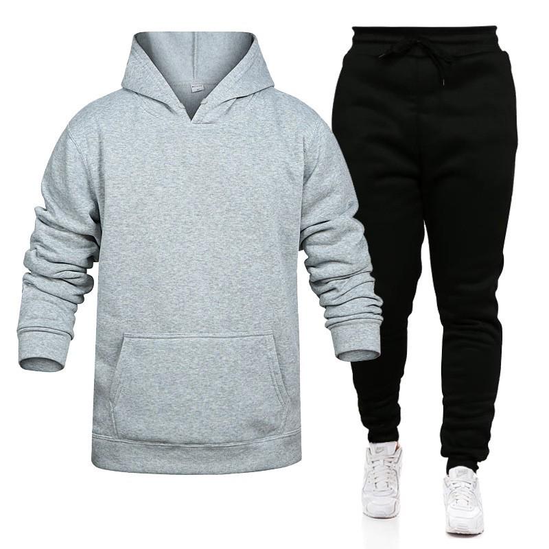 Men's Trendy Hooded Sweatshirt Two-Piece Set for Spring & Autumn