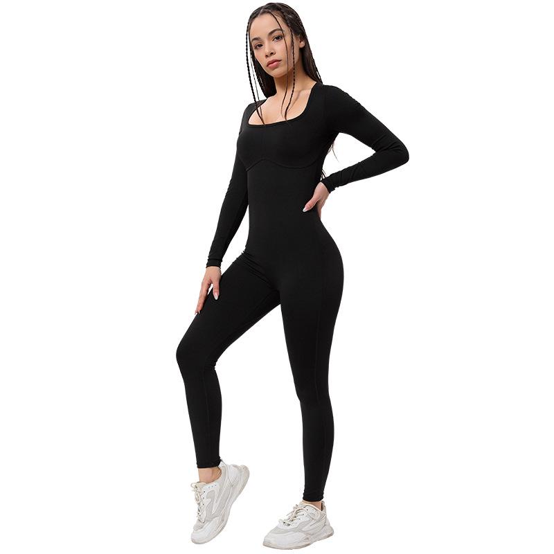 

2025 Быстросохнущий Дышащий Гимнастический Боди - Высокоэластичный Фитнес и Йога Комбинезон с Квадратным Вырезом для Женщин L