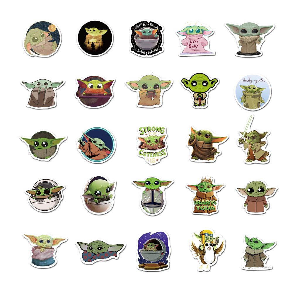 50PCS  Cute Baby Yoda Stickers Cartoon Anime Decals Kids Toy Laptop Guitar Motorcycle Car Phone Graffiti Sticker Gift