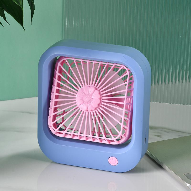 Quadratischer Niedlicher Mini Tragbarer USB-Lade-Schreibtischventilator Sommer Kühlventilator Kühler 2 Windgeschwindigkeiten Einstellbar