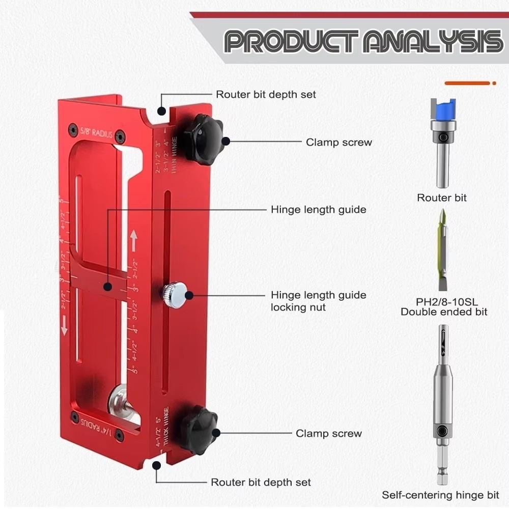 High Accuracy Door Hinge Jig Aluminum Zinc Zinc Alloy Hinge Drilling Locator Template Cabinet