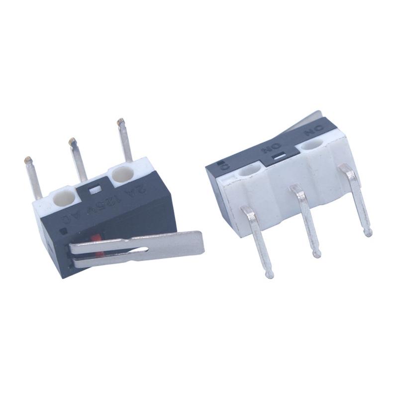 10Pcs Small Limit Right Bend Microswitch Switch With Scroll Wheel Microswitch 3Pin Curved Foot Arc Handle Micro Mouse Switch