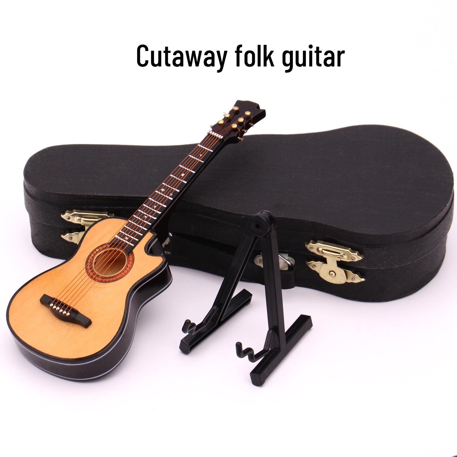 

Миниатюрная фигурка классической гитары с вырезом - Народный кукольный инструмент для подарков на дни рождения, выпускные или Рождество для взрослых 8cm 4 Strings with Case & Stand