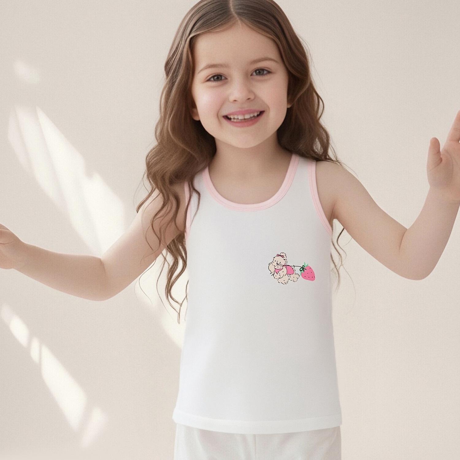 

Summer children s pure cotton vest, pure cotton Class A children s thermal vest, sleeveless bottoming underwear for men, women and older children 100 (suitable for height 80-90cm)