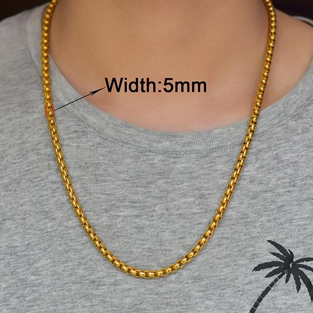 2/3/4/5mm Men's Box Chain Stainless Steel Necklace Choker for Women Copper/Gold/Black/Rose Gold Color 14 - 40 Inch Metal Jewelry