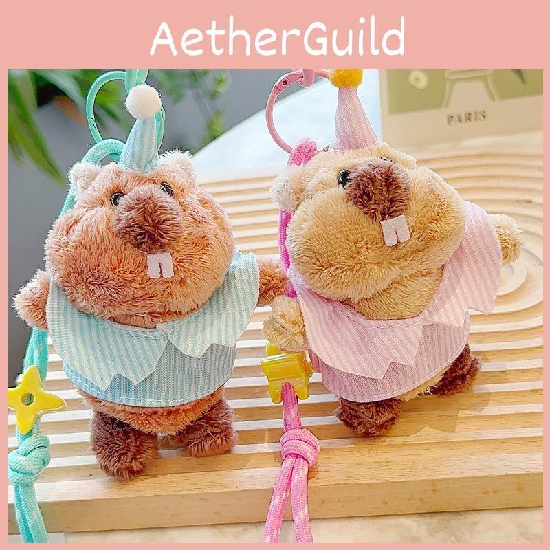Groundhog Wearing Clothes Hats Cartoon Plush Keychain Daily Use Gifts Pendant