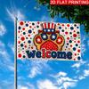 2D Flat - Single Large Flag Uncle Sam Hat Dog Paw Patriotic Welcome Decor 2D Flat Print Festival Design, Single-Sided, Two Hanging Rings, Outdoor Yard