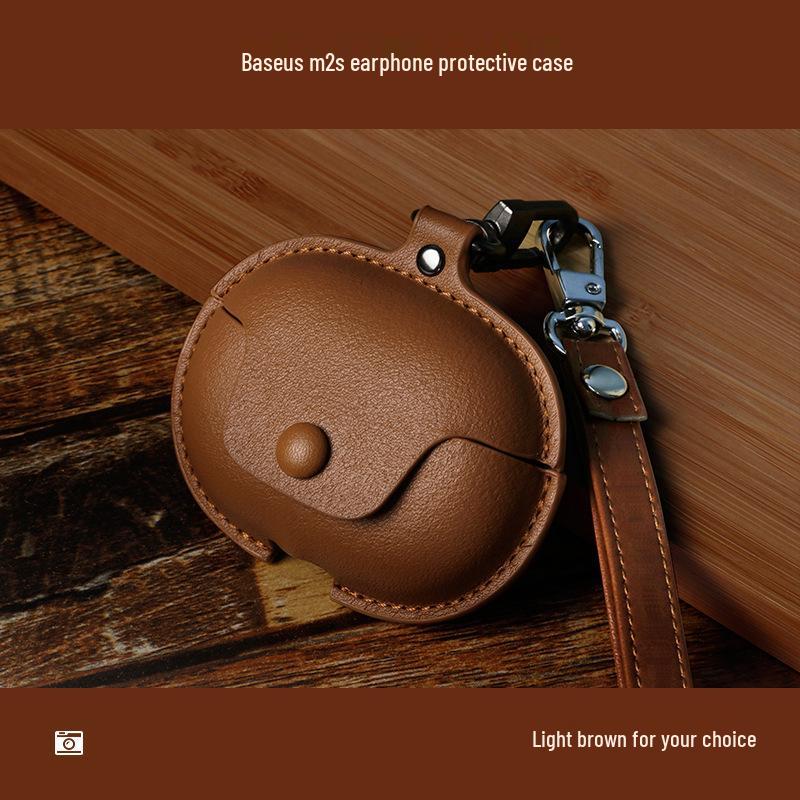Baseus M2s Protective Shell for Bowie M2s Bluetooth Earbuds - Genuine Leather Case
