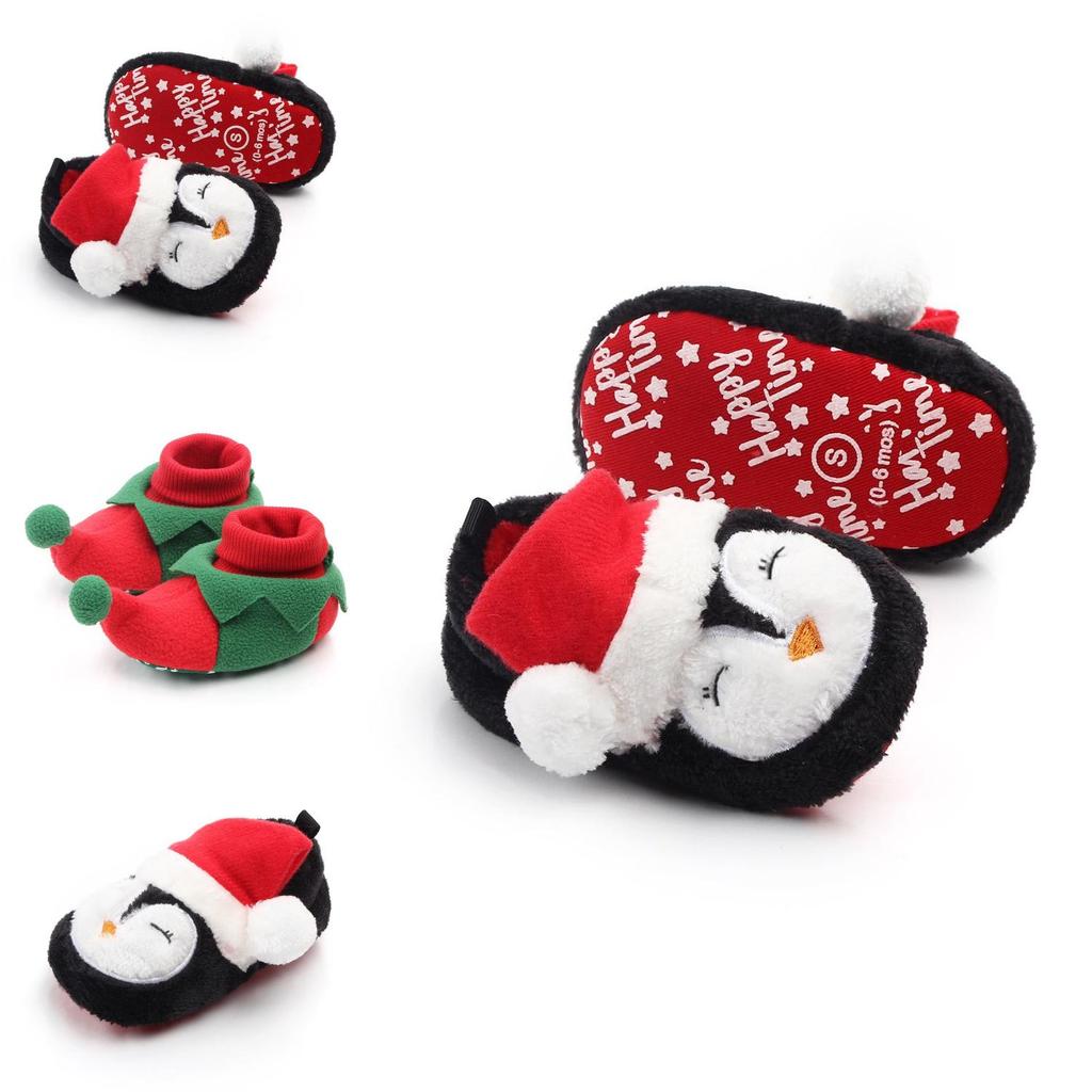 Christmas Gift Kids Baby Girl Boy Toddler Warm Slippers 3d Reindeer Santa Claus Shoes