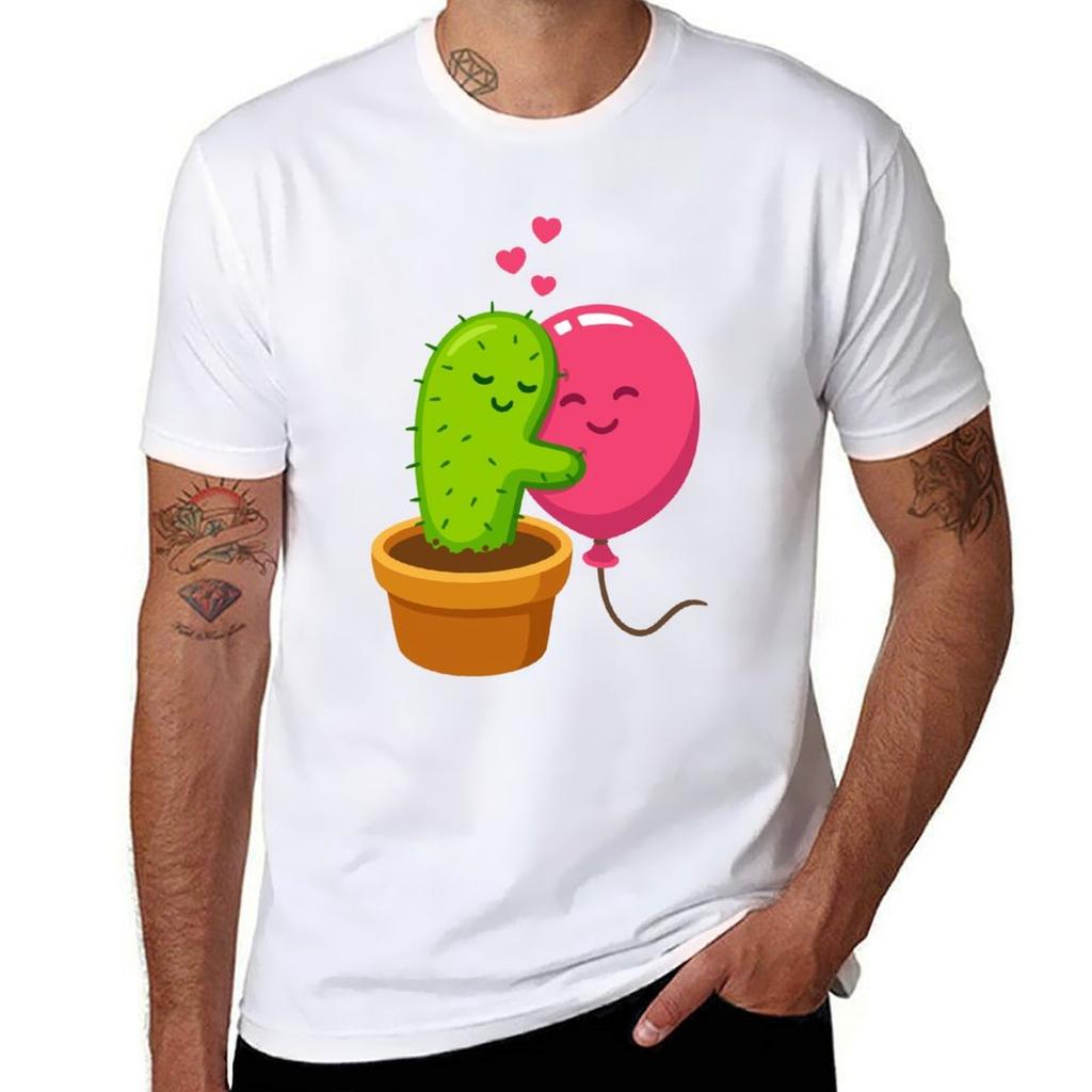 Cactus Hugging Air Balloon Tshirt Comfortable Daily Wear Tee Tshirt