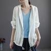 Cotton and Linen Cardigan Women's Summer Loose Hooded Long-sleeved Top Thin Short Jacket