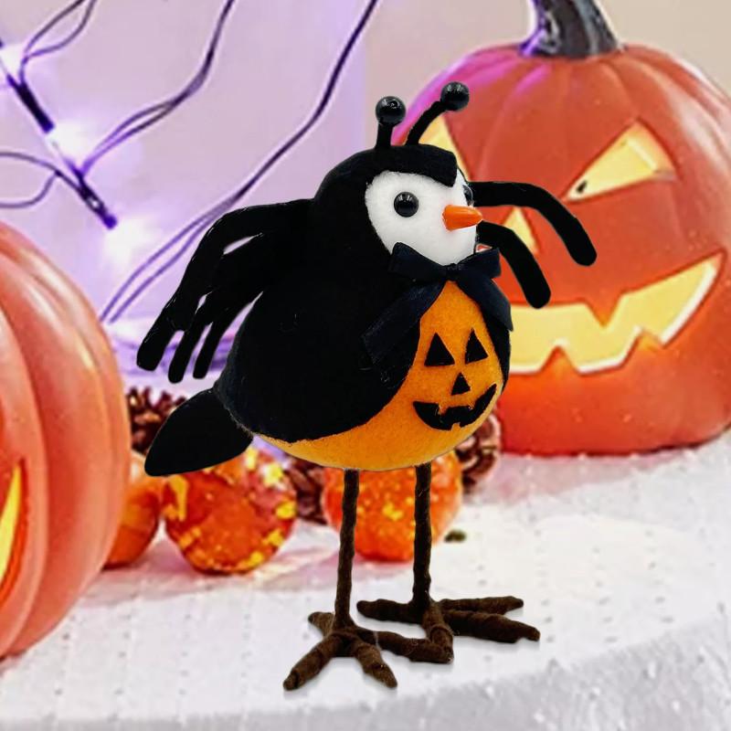 Soft Velvety Halloween Decorations Spider Bat And Bird Plushies For Festive Displays