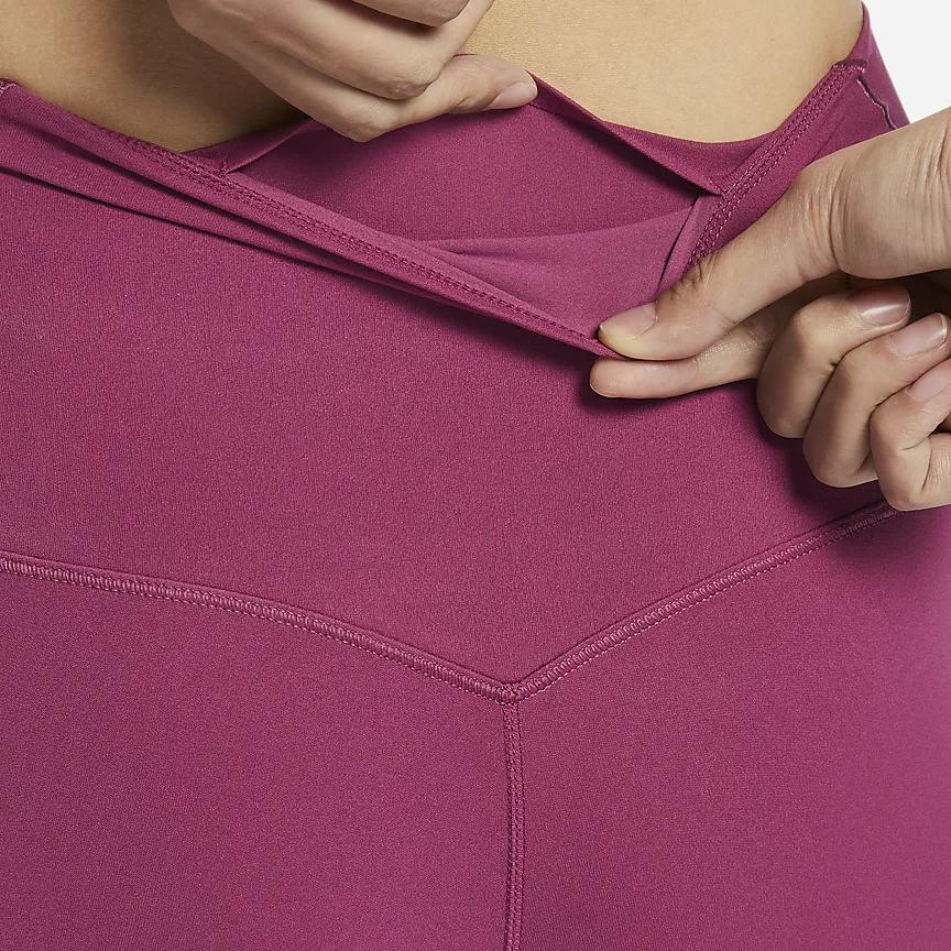 Nike High Waist Slim Fit Fitness Pants With Zenvy Series Logo Print Women Bottoms Redwood-Purple DQ6014-653