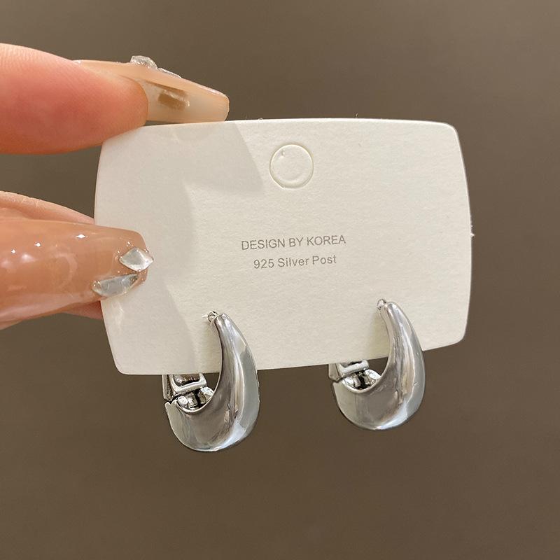 Geometric Plain Ring Metal Earrings Femininity Light Luxury Niche Design High-end Stud Earrings Cold Wind Ear Jewelry