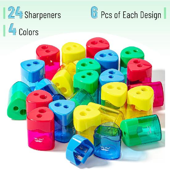 Mr. Pen- Pencil Sharpeners Manual, 24 Pack, Dual Hole, Colorful Pencil Sharpeners Handheld Pencil Sharpener Bulk