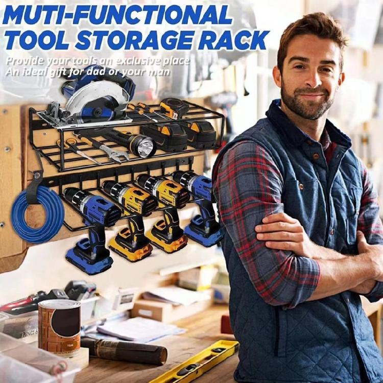 Power Tool Organizers Wall Mount Metal Shelf Holder Utility Storage Rack Drill Holder for Husband