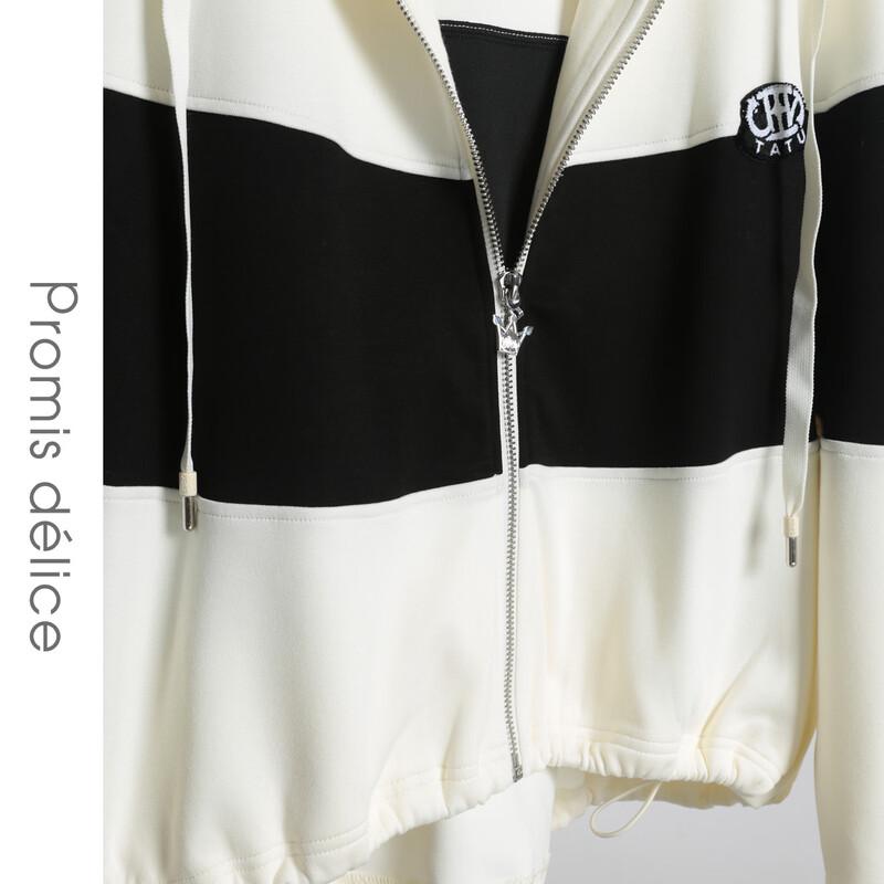 Women's Color-Block Hooded Cardigan Sweatshirt Jacket
