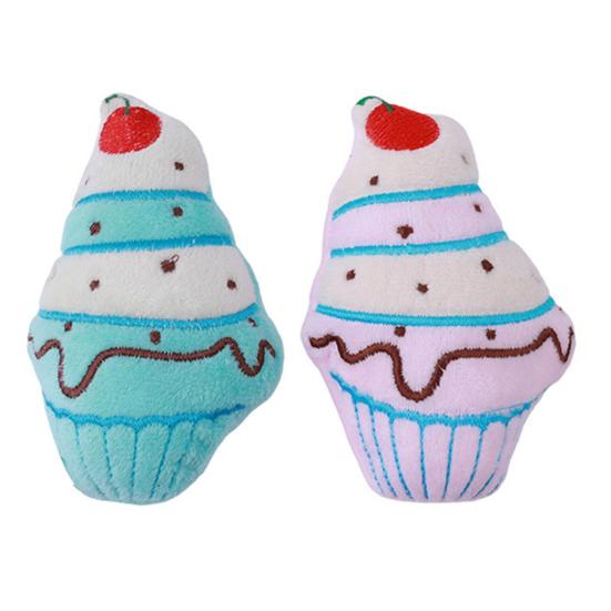 Pet Toy Bite-Resistant Plush Chew Toy with Interactive Sound Design Squeaky Ice Cream Shape Pet Teeth Cleaning Toy