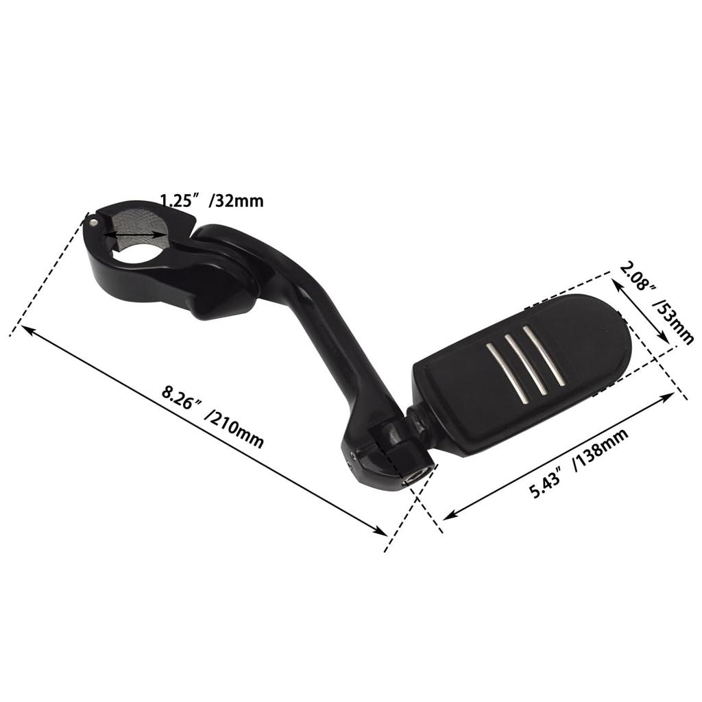 FOVPLUE Highway Foot Long Angle Adjustable Highway Pegs for Harley Street Electra Road Dyna with Engine Black 1.25" Pegs, Touring, Glide, Glide, King,