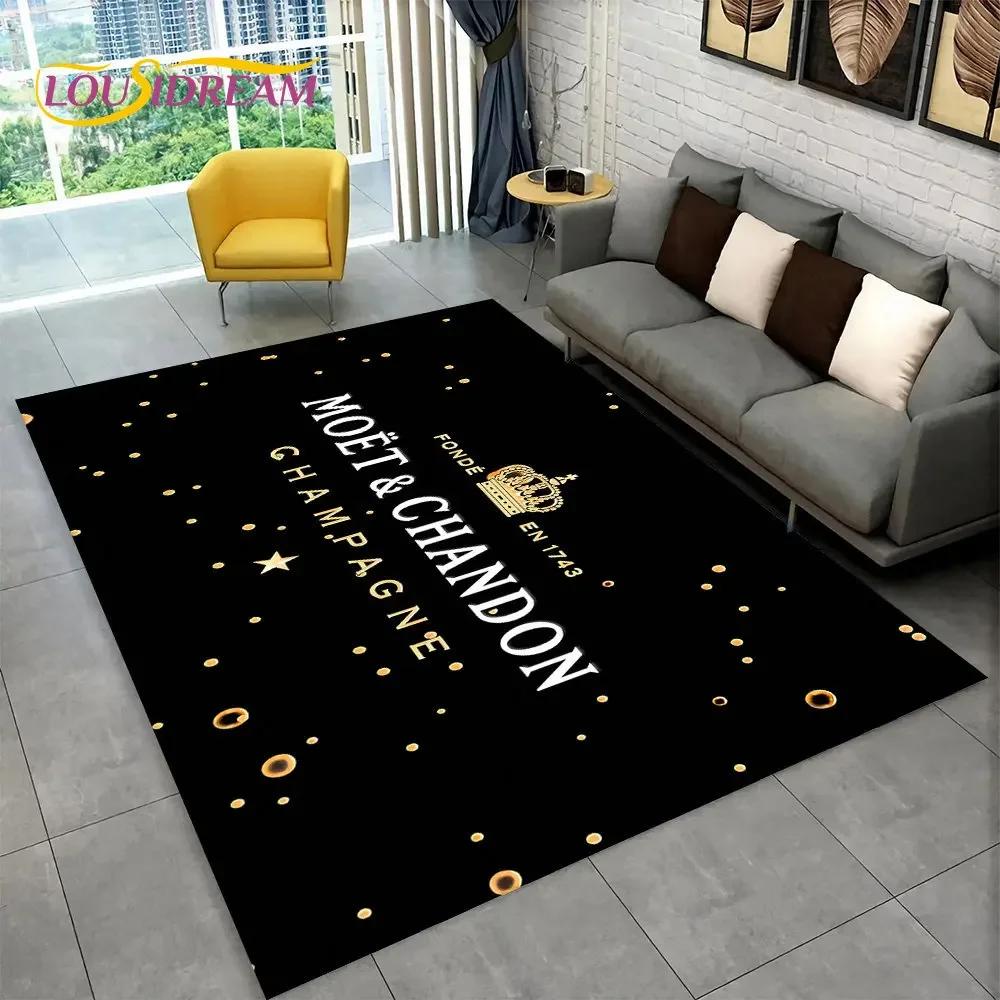 C-Champagne M-Moet & C-Chandon Teppich für Schlafzimmer Wohnzimmer Zuhause Sofa Dekoration, Kinderspiel Große Dekoration Bodenmatte Geschenk