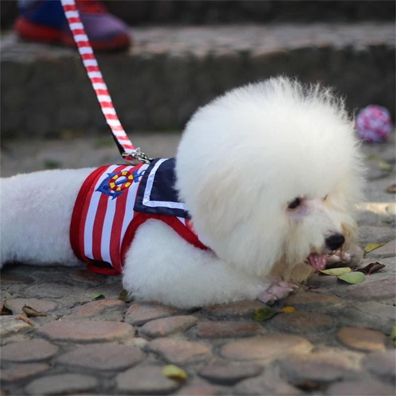 Abbigliamento per Cani Animali Domestici Morbido Traspirante Stile Marinaio Set Guinzaglio per Cani Piccoli Medi Chihuahua Cucciolo Collare Gatto Animale Domestico Cane Pettorina Guinzaglio