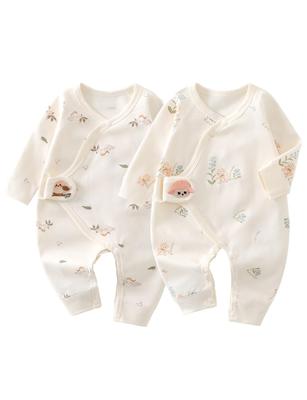 Niedliches Neugeborenen-Babykleidungsset aus Baumwolle Langarm-Strampler für Jungen und Babyparty Perfekt für drinnen und draußen [HAYAHARU] 2, Offenfront,