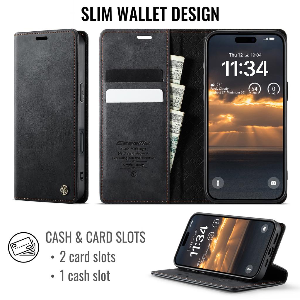 For iPhone 18 Pro Max 18 Pro Case, Flip Wallet Case with Card Holder Magnetic Closure Shockproof Kickstand Protective Phone Case