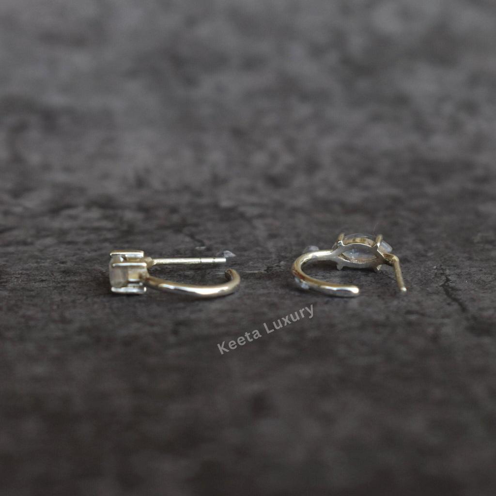 Natural Blue Sheen Moonstone Earrings 925 Pure Sterling Silver Studs Dainty Moonstone Handmade Earrings Moonstone Dangle Gift for Her