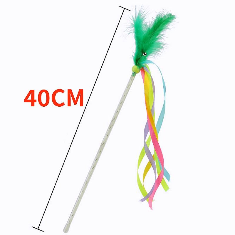 Cat Toys Feather Interactive Cat Toy Tassel Cats Teaser Feather Tassel Kitten Toys with Bell Long Handle Cats Toy Pet Supplies