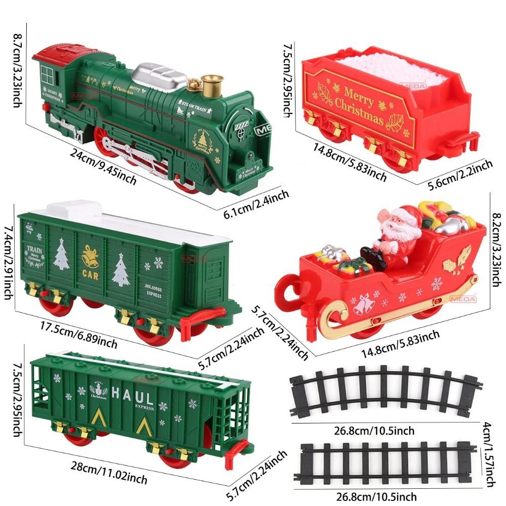 Battery Powered Christmas Electric Trains Toy with Light&Sound Xmas Rotating Christmas Star Decoration Railway Track Vehicle