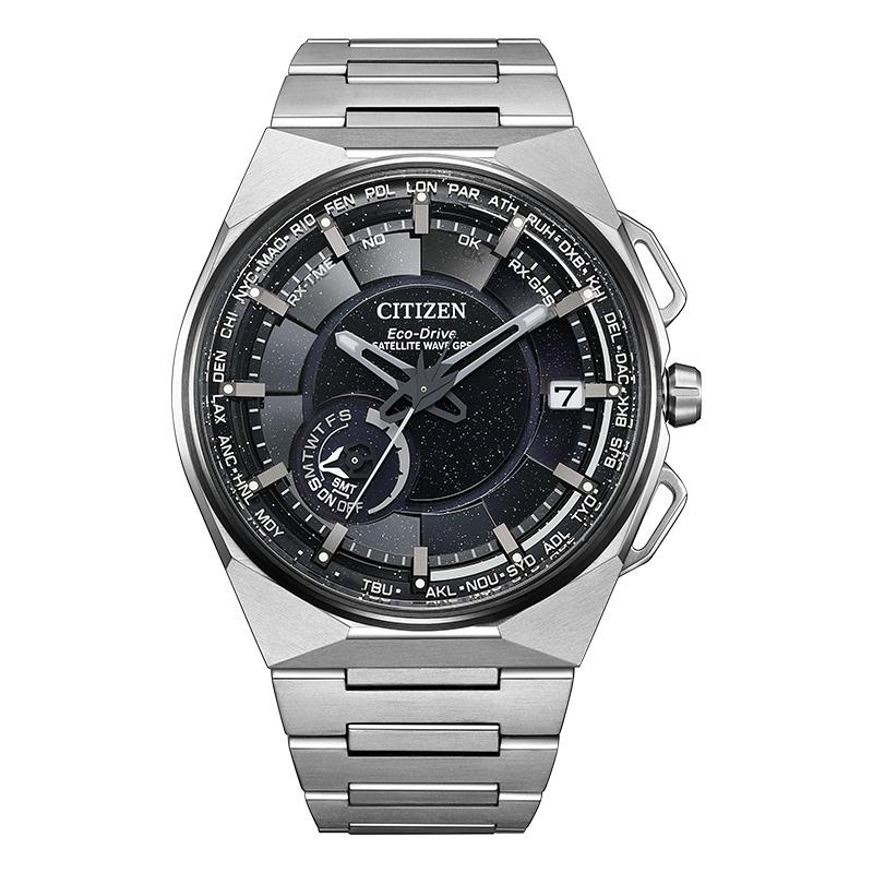 

CITIZEN date and week display perpetual calendar solar Quartz metal strap men s watch black dial CC3097-52E чорний