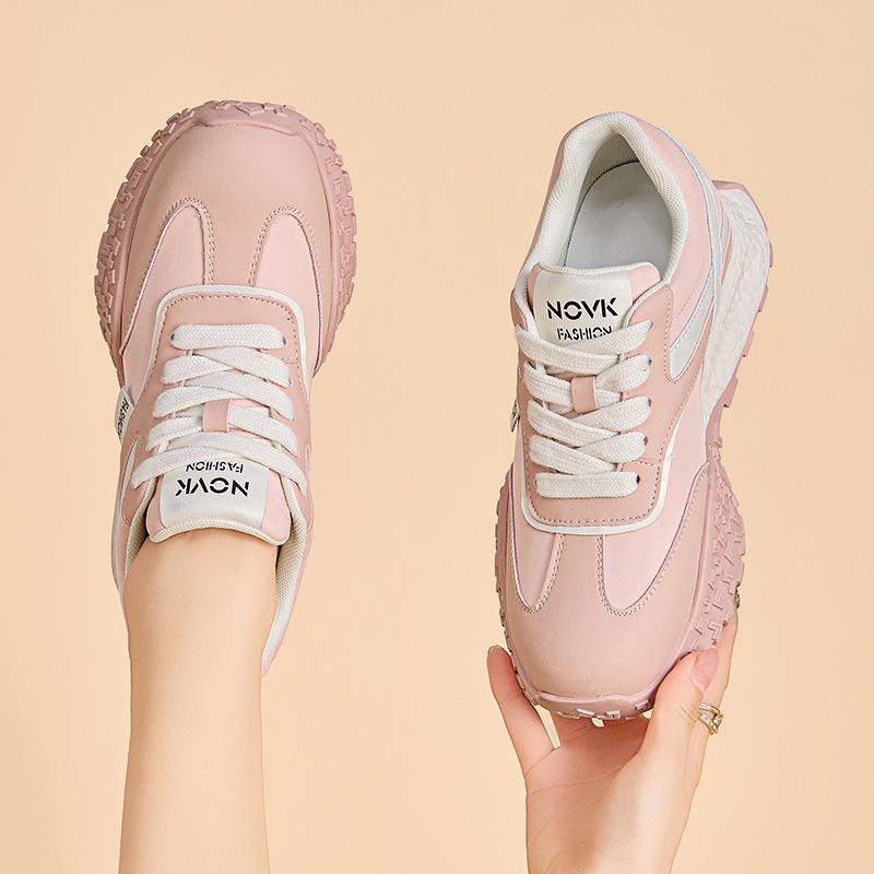 Women's spring new thick-soled versatile color matching breathable heightening shoes ballet sneakers women