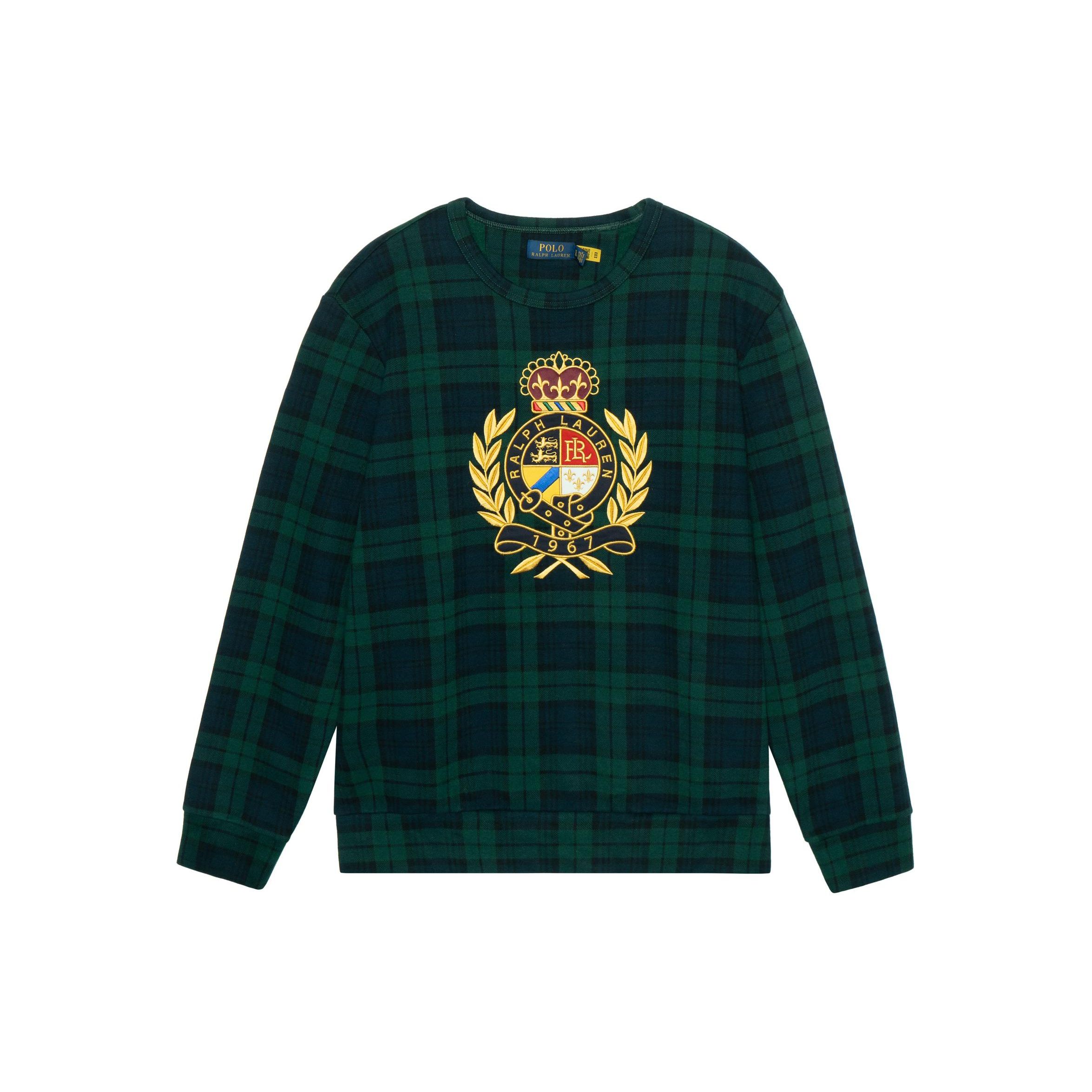 

Polo Ralph Lauren Ss23 Свитшот мужской с вышивкой и клетчатым узором, с круглым вырезом и длинным рукавом, зеленый 710861761-001 M