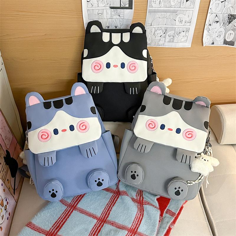 Cartoon Cat Pattern Color Contrast Large Capacity Multi-Function Backpack