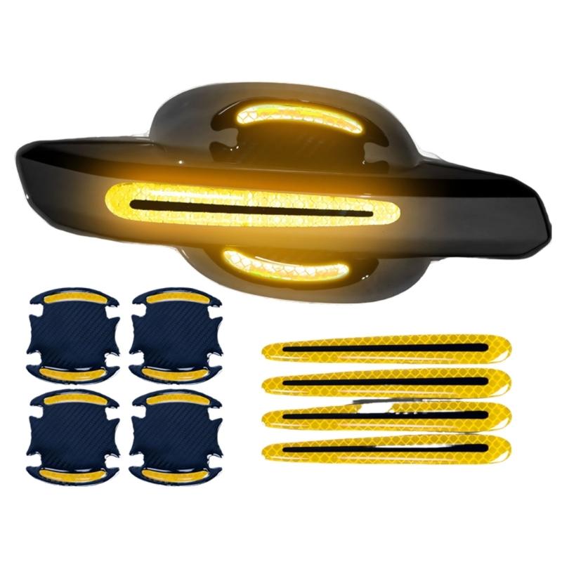 High Visibility Reflective Car Handle Protectors with Grip Texture Multipurpose Auto Door Handle 8pcs for Night Safety