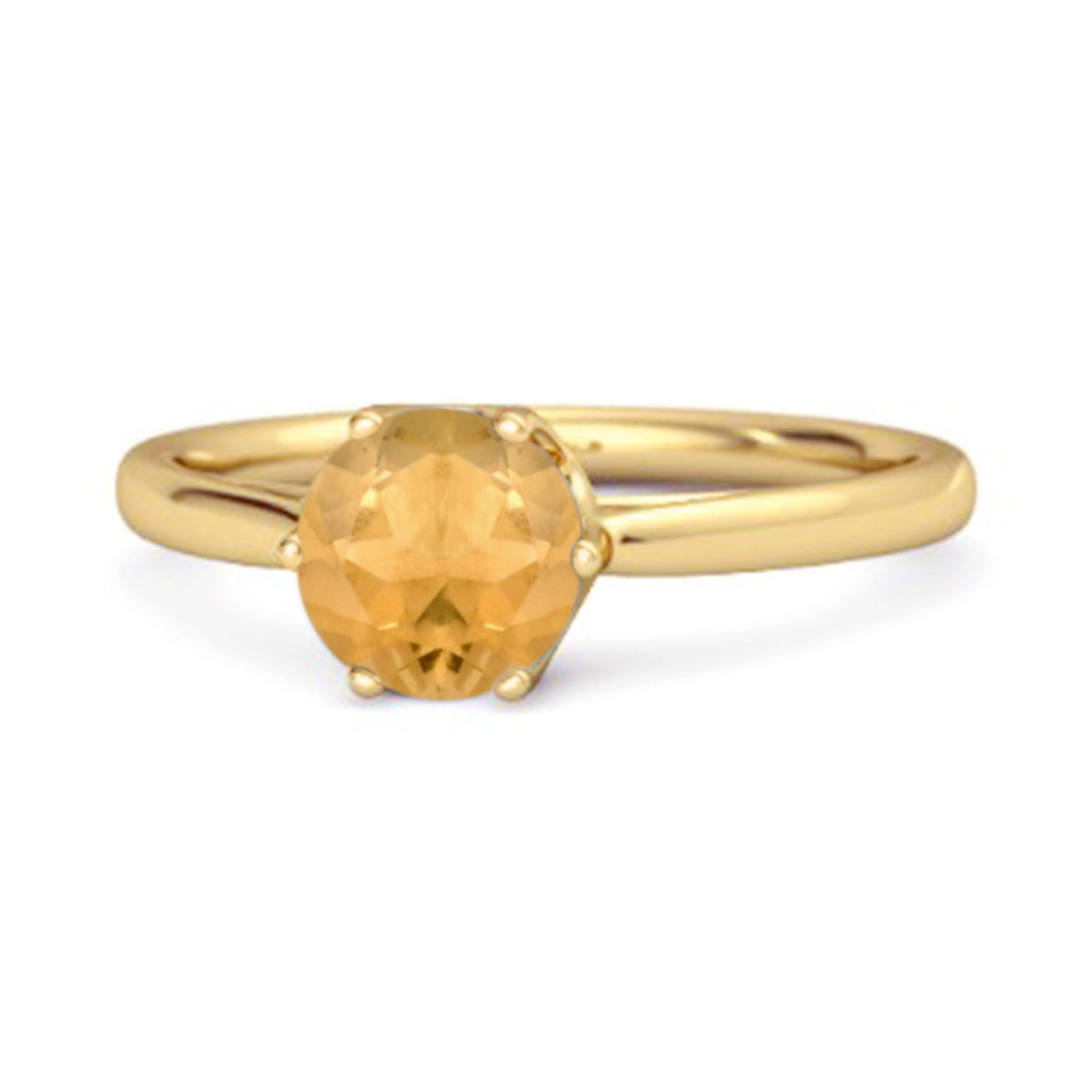 Citrine Minimalist Solitaire Design Ring - 925 Sterling Silver Gold Vermeil 12 жёлтый